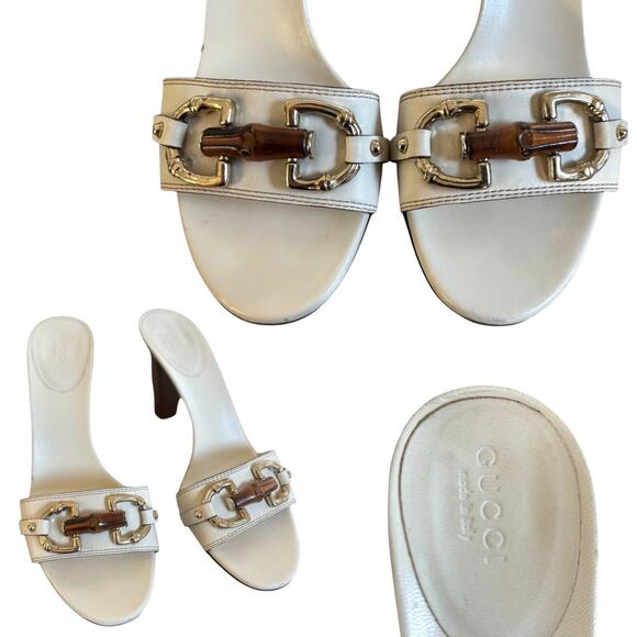 Y2K‎ 2000'S AUTHENTIC VTG. GUCCI HORSEBIT BAMBOO SLIDES HEELS SZ. 6-6.5 - Picture 4 of 6